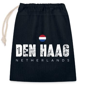 Den Haag Typographie de la ville en détresse - Sac cadeau en coton avec cordon (25 x 30 cm) - bleu marine - Devant