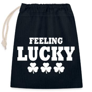 feeling lucky - Verschließbarer Geschenkbeutel aus Baumwolle (25x30cm) - Navy - Vorne