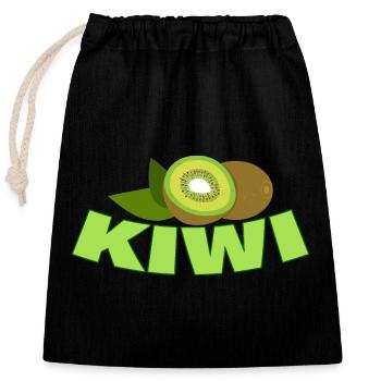 KIWI - Sac cadeau en coton avec cordon (25 x 30 cm) - noir - Devant