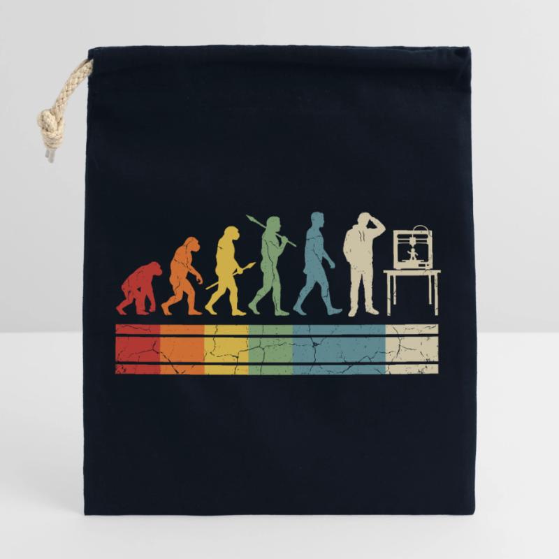 Évolution de l’impression 3D – Vintage Maker Design Sac cadeau en coton avec cordon (25 x 30 cm)