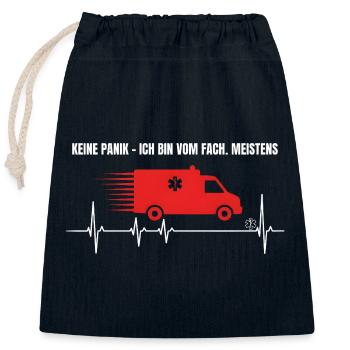 Ambulanz Krankenwagen Rettungsdienst Sanitäter - Verschließbarer Geschenkbeutel aus Baumwolle (25x30cm) - Navy - Vorne