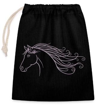 Minimalistische Silhouette Reiten Pferd Reitunterr - Verschließbarer Geschenkbeutel aus Baumwolle (25x30cm) - Schwarz - Vorne