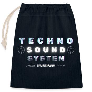 Techno Underground Club Logo - Verschließbarer Geschenkbeutel aus Baumwolle (25x30cm) - Navy - Vorne