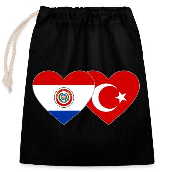 Paraguay_Tuerkei_Flagge_Herz - Verschließbarer Geschenkbeutel aus Baumwolle (25x30cm) - Schwarz - Vorne