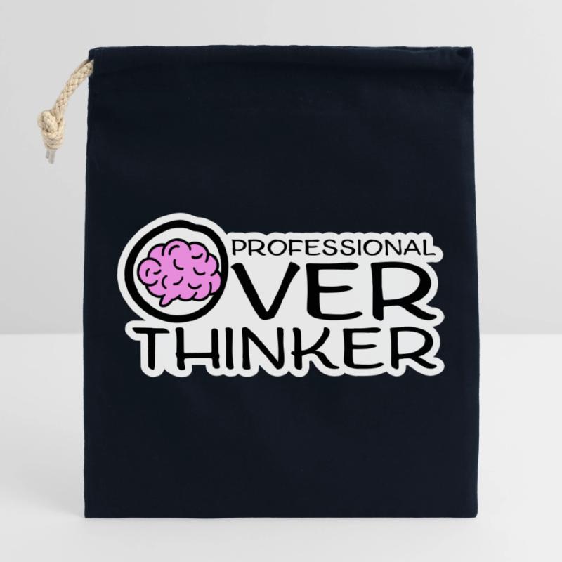 Professional Overthinker Funny Brooding Anxiety Logo Closable cotton gift bag (25x30cm)