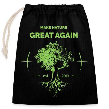 Make Nature Great Again Climate Protection Nature Arbres - Sac cadeau en coton avec cordon (25 x 30 cm) - noir - Devant