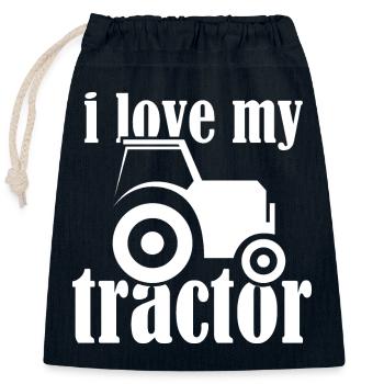 tractor Traktor Liebe Symbol Farm Bauernhof Bauer - Verschließbarer Geschenkbeutel aus Baumwolle (25x30cm) - Navy - Vorne
