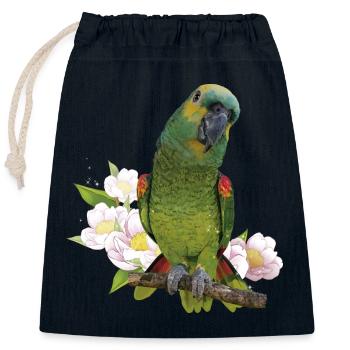 The blue-fronted amazon - Closable cotton gift bag (25x30cm) - navy - Front
