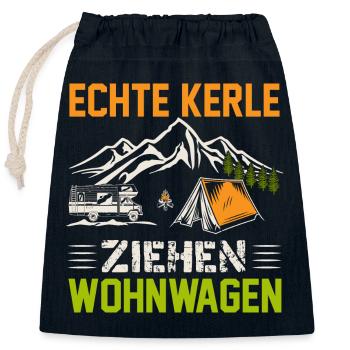Echte Kerle ziehen Wohnwagen - Verschließbarer Geschenkbeutel aus Baumwolle (25x30cm) - Navy - Vorne