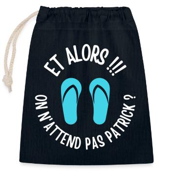 camping, fan de camping, film culte - Sac cadeau en coton avec cordon (25 x 30 cm) - bleu marine - Devant