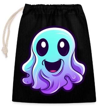 Cute Halloween Ghost - Closable cotton gift bag (25x30cm) - black - Front