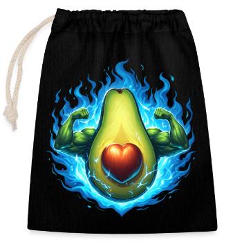 Strong avocado - Closable cotton gift bag (25x30cm) - black - Front