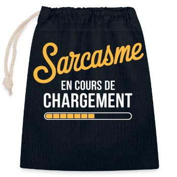 Sarcasme en cours de chargement - Sac cadeau en coton avec cordon (25 x 30 cm) - bleu marine - Devant