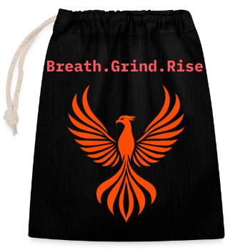 Slogan motivant Sport, Vie quotidienne, Force - Sac cadeau en coton avec cordon (25 x 30 cm) - noir - Devant