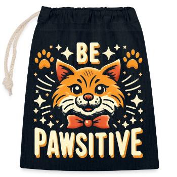 Be pawsitive cute cat - Closable cotton gift bag (25x30cm) - navy - Front