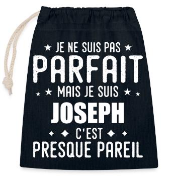 Joseph: authentic, imperfect, top, perfection - Closable cotton gift bag (25x30cm) - navy - Front