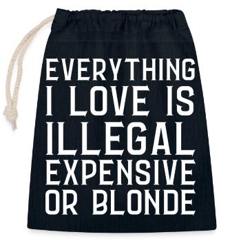 Everything I Love Is Illegal Dear Or Blond (Back) - Sac cadeau en coton avec cordon (25 x 30 cm) - bleu marine - Devant