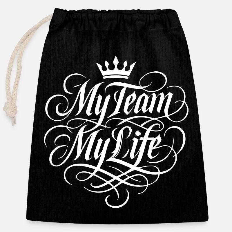Mon équipe, ma vie - Sac cadeau en coton avec cordon (25 x 30 cm) - noir