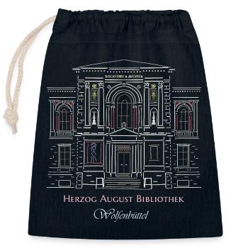Wolfenbüttel, library hand-drawn - Closable cotton gift bag (25x30cm) - navy - Front