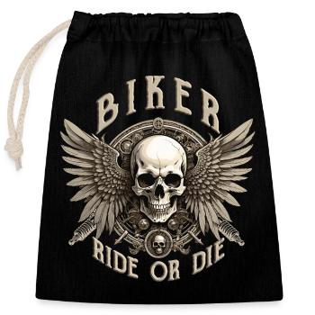 cycliste - Sac cadeau en coton avec cordon (25 x 30 cm) - noir - Devant