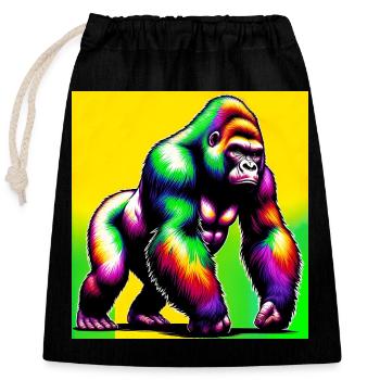 Gorilla - Verschließbarer Geschenkbeutel aus Baumwolle (25x30cm) - Schwarz - Vorne