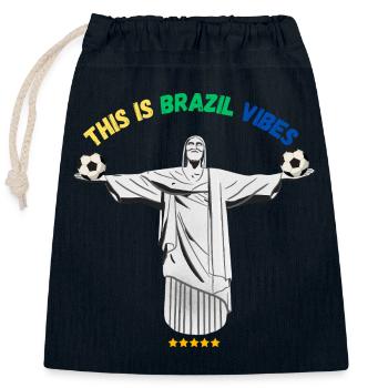 Brazil Football Vibes – Stil-Unterstützer - Verschließbarer Geschenkbeutel aus Baumwolle (25x30cm) - Navy - Vorne