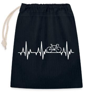 Herzschlag Rennrad - Verschließbarer Geschenkbeutel aus Baumwolle (25x30cm) - Navy - Vorne