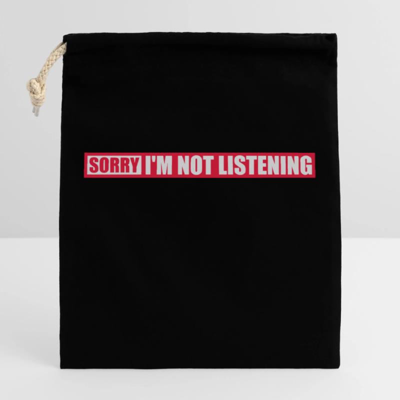 désolé de ne pas écouter Sac cadeau en coton avec cordon (25 x 30 cm)