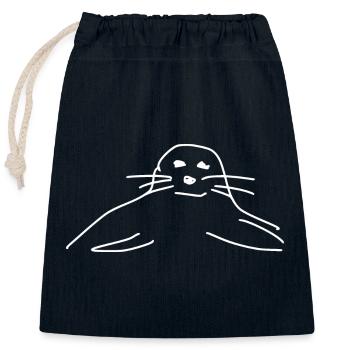 seal seals seal seals animals - Closable cotton gift bag (25x30cm) - navy - Front