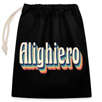 vintage retro Alighiero t-shirt t-shirt gift - Closable cotton gift bag (25x30cm) - black - Front
