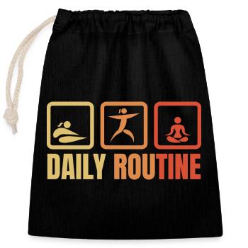 Tägliche Yoga Routine - Verschließbarer Geschenkbeutel aus Baumwolle (25x30cm) - Schwarz - Vorne