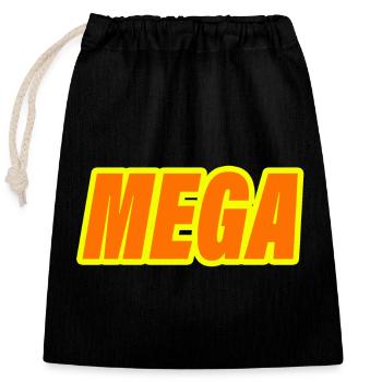 MÉGA - Sac cadeau en coton avec cordon (25 x 30 cm) - noir - Devant