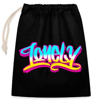 Graffiti lonely - Closable cotton gift bag (25x30cm) - black - Front