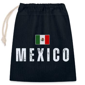 J’aime le Mexique, drapeau du Mexique - Sac cadeau en coton avec cordon (25 x 30 cm) - bleu marine - Devant
