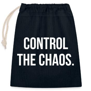 CONTROL THE CHAOS. | Greyline Official - Closable cotton gift bag (25x30cm) - navy - Front