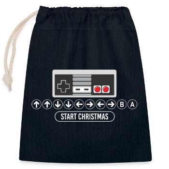 Cheat-Code Start Weihnachten Gaming Gamer Videospiel - Verschließbarer Geschenkbeutel aus Baumwolle (25x30cm) - Navy - Vorne