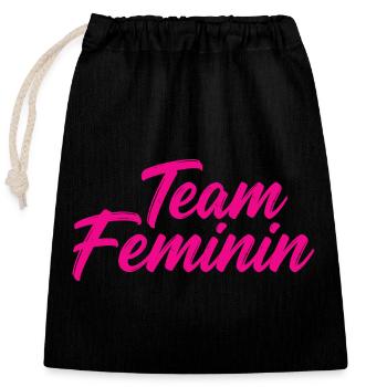 Team Feminin – Pink Girl Power Statement Design - Closable cotton gift bag (25x30cm) - black - Front