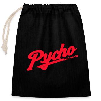 Psycho Retro Script Logo - Closable cotton gift bag (25x30cm) - black - Front