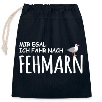 Fehmarn Liebe - Verschließbarer Geschenkbeutel aus Baumwolle (25x30cm) - Navy - Vorne