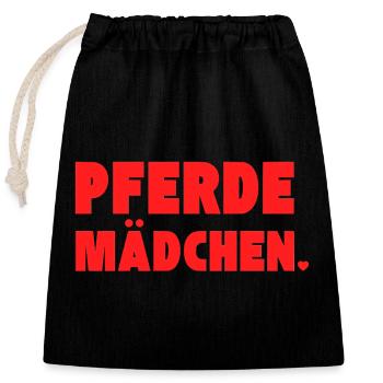 Pferdemädchen – Perfektes Geschenk für Pferdefans - Verschließbarer Geschenkbeutel aus Baumwolle (25x30cm) - Schwarz - Vorne