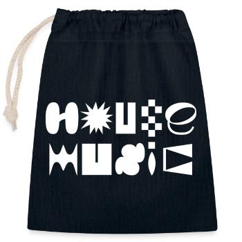House-Musik-Typografie-Logo-Design T-Shirt - Verschließbarer Geschenkbeutel aus Baumwolle (25x30cm) - Navy - Vorne