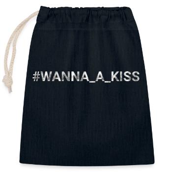 I Wanna A Kiss - Closable cotton gift bag (25x30cm) - navy - Front