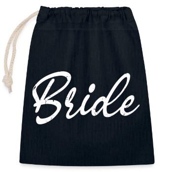Bride Matching Engagement Bridal Shower Wedding - Closable cotton gift bag (25x30cm) - navy - Front