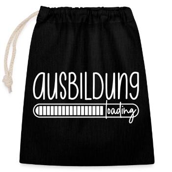 Ausbildung loading Azubi Azubine Auszubildender - Verschließbarer Geschenkbeutel aus Baumwolle (25x30cm) - Schwarz - Vorne