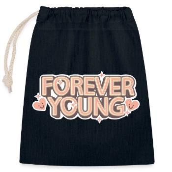 Forever Young – Verspielte Retro-Schrift - Verschließbarer Geschenkbeutel aus Baumwolle (25x30cm) - Navy - Vorne