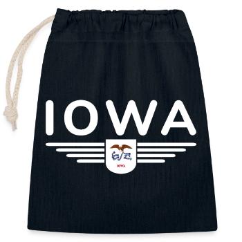 Iowa Fan T-Shirt – Your State! - Closable cotton gift bag (25x30cm) - navy - Front