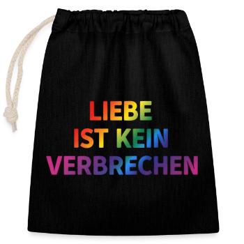 L’amour n’est pas un crime – message clair - Sac cadeau en coton avec cordon (25 x 30 cm) - noir - Devant
