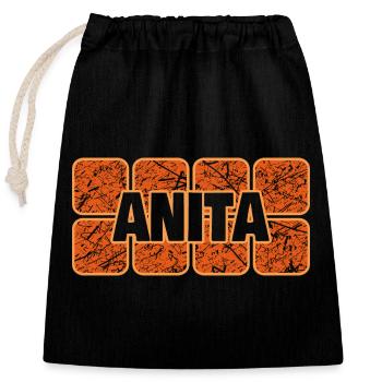 Female Anita - Closable cotton gift bag (25x30cm) - black - Front