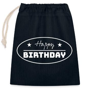 Tshirt happy birthday oval weiss - Verschließbarer Geschenkbeutel aus Baumwolle (25x30cm) - Navy - Vorne