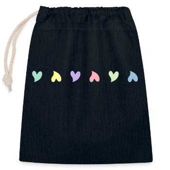 Doux Coeurs Très Petits Coeurs Pastel - Sac cadeau en coton avec cordon (25 x 30 cm) - bleu marine - Devant